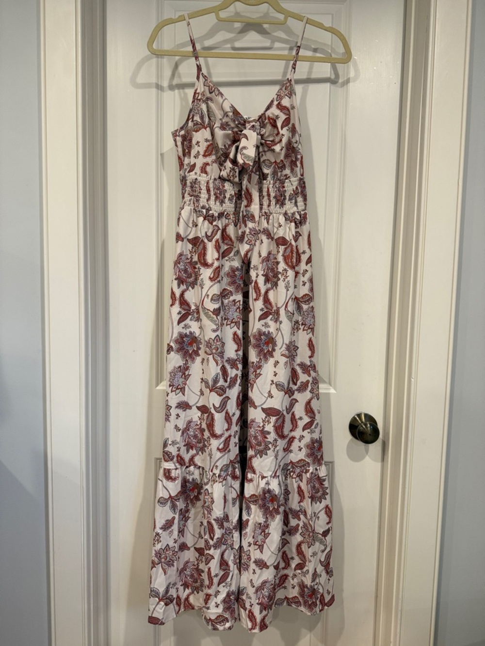 Grace Karin White Paisley Print Smocked Top